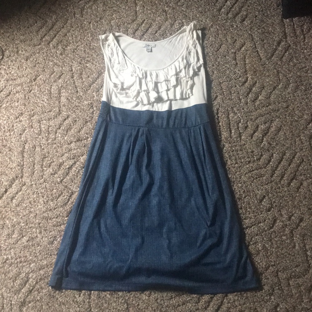 white and blue dress